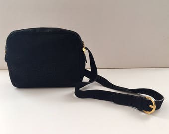 Ferragamo black speckled suede crossbody bag