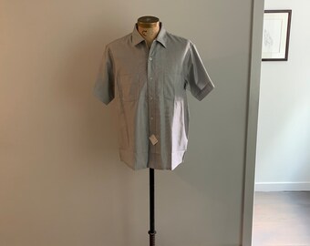 1960s nwt Palmland Fashions Miami mens micro stripe cotton ss shirt-Size L