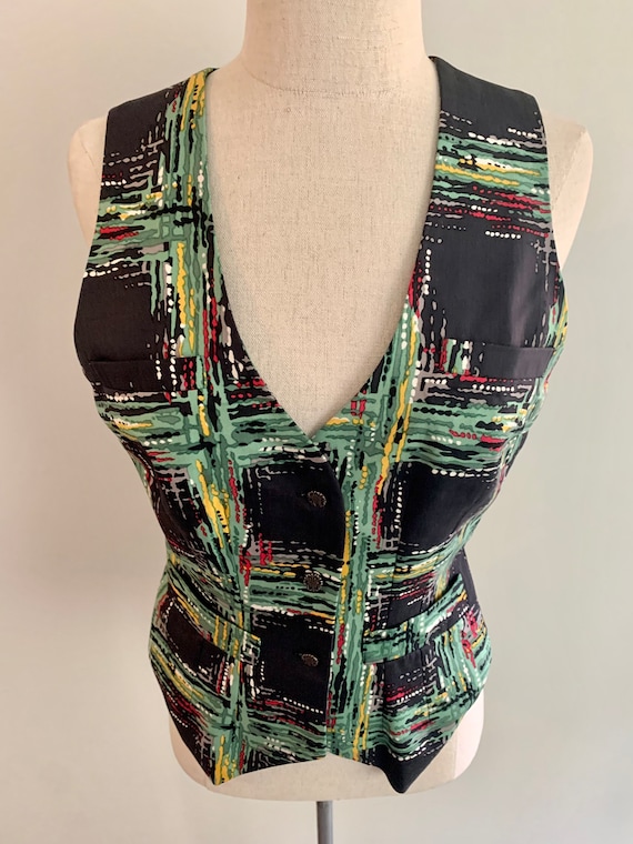 Todd Oldham vintage 90s plaid print vest-size S View 4