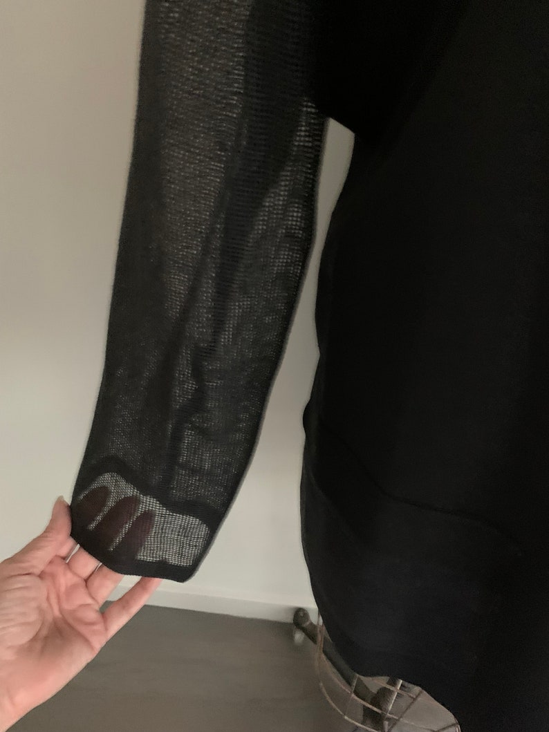 Louis Feraud Black Linen Blazer with Mesh Sleeves-Size M/L 14 image 7