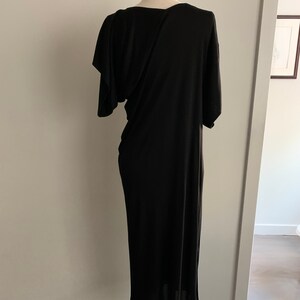 Stunning Jean Muir Black Rayon Jersey Knit Asymmetrical Dress-Size 10 US image 5