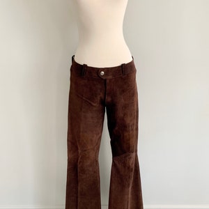 Vintage 1970s brown suede hip hugger flares-size 7 image 2
