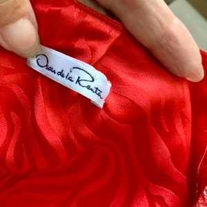 Oscar de la Renta red silk sweetheart neckline mini dress-size XXS/XS 画像 7