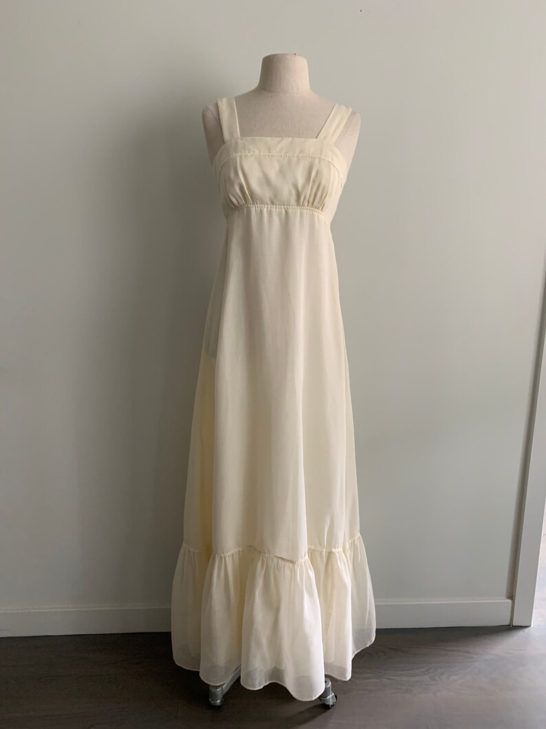 Romantic Cream 1970s long strappy dress with jacket image 2