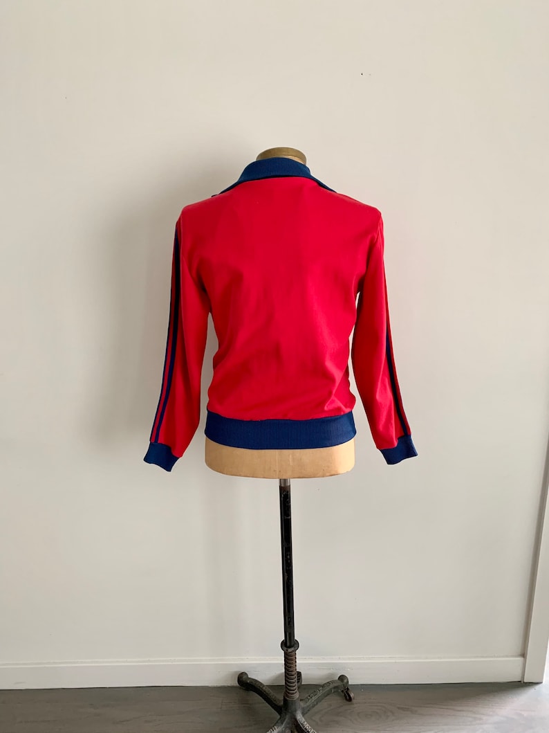 1980s vintage red and blue Adidas track jacket with hood-size M image 3