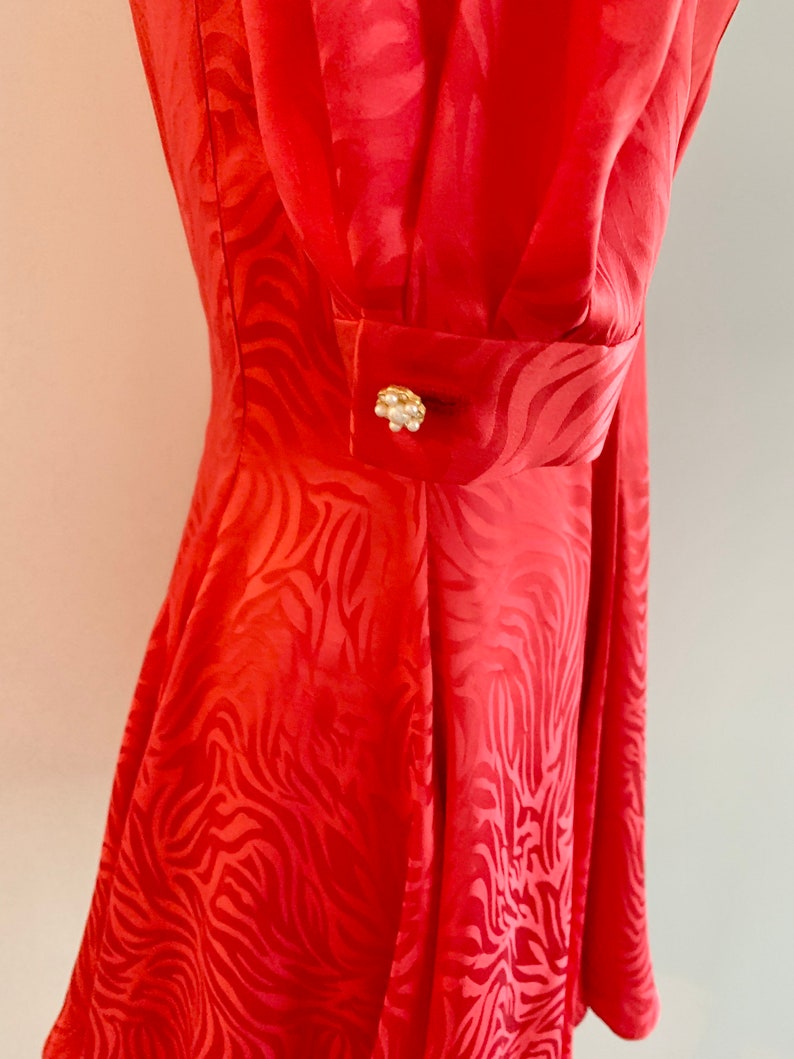 Oscar de la Renta red silk sweetheart neckline mini dress-size XXS/XS 画像 6