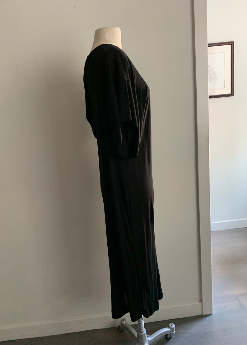 Stunning Jean Muir Black Rayon Jersey Knit Asymmetrical Dress-Size 10 US image 3