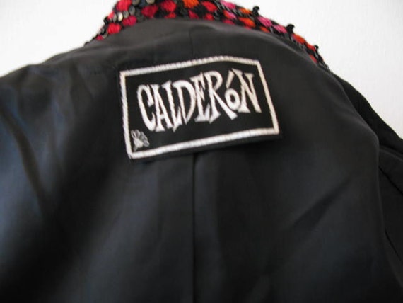 Calderon 80's Black Sequin Lattice Ptrn Check Jac… - image 5