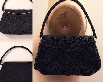 Black beaded evening bag