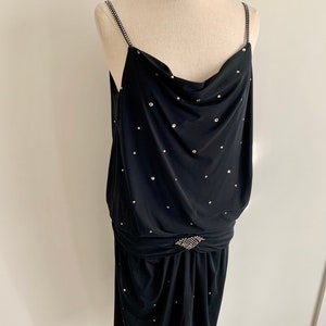 1980s flapper inspired black poly rhinestone cocktail dress-size M image 3