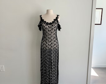 Beautiful black lace long dress with matching bolero jacket-size S