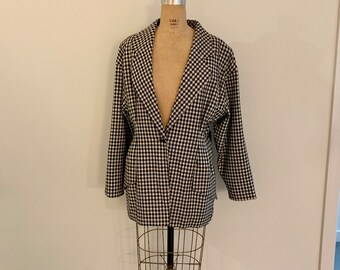 Ungaro solo donna vintage 1980s wool b/w houndstooth blazer-size M