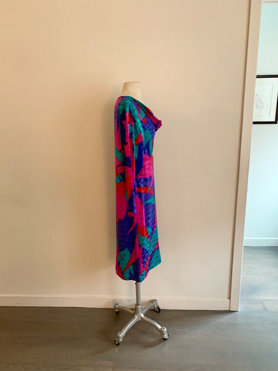 Flora Kung-bright abstract print damask silk ls dress-size 4 View 5