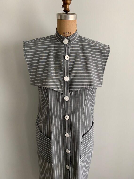 Fantastic 80s Act 1 New York pinstripe sleeveless… - image 4