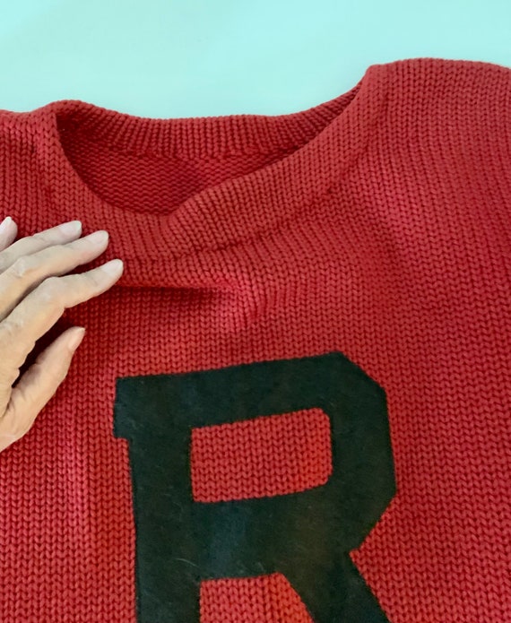 Vintage 1930s/40s red wool letter R sweater-size … - image 7