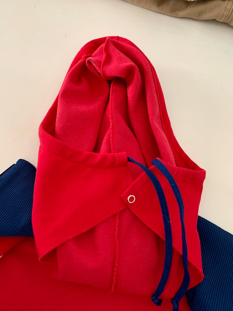 1980s vintage red and blue Adidas track jacket with hood-size M image 9