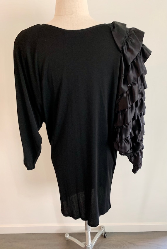 Vintage 70s/80s Don Kline dramatic one ruffled sl… - image 4