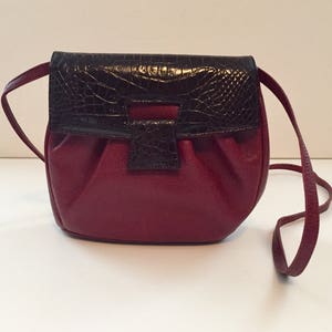 Vintage Valentino Garavani crossbody red leather bag with oxblood snake flap image 4