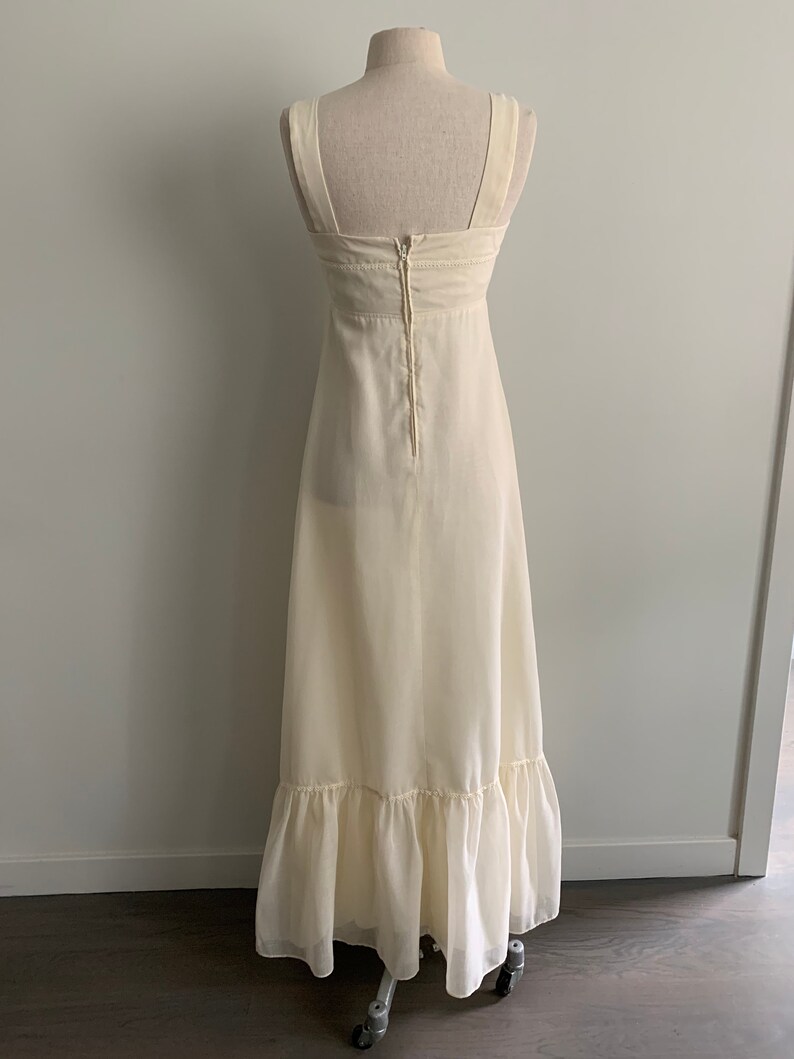 Romantic Cream 1970s long strappy dress with jacket image 6