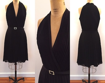 J Ribhoff Couture 1980s crepe chiffon knife pleat party dress