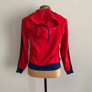 1980s vintage red and blue Adidas track jacket with hood-size M image 8