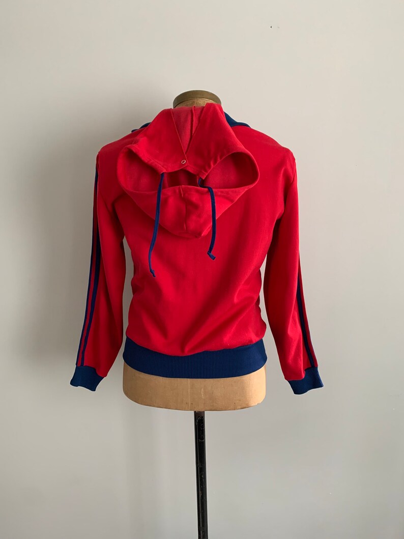 1980s vintage red and blue Adidas track jacket with hood-size M image 8