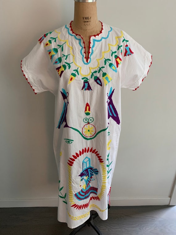 Beautifully embroidered mexican cotton shift dres… - image 5