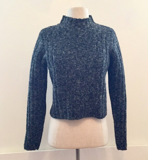 Nipon Studio mock turtle crop wide rib sweater ch… - image 2