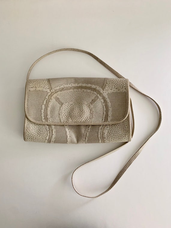 Carlos Falchi pressed leather patchwork envelope … - image 1