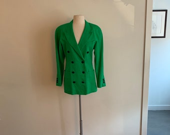 Escada Margaretha Ley bright green linen vintage blazer.  Size S (34)