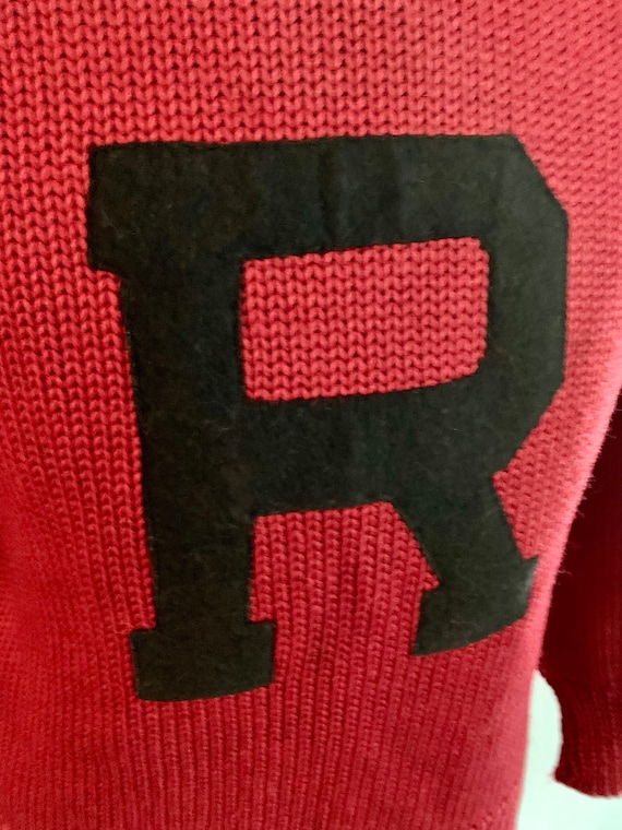 Vintage 1930s/40s red wool letter R sweater-size … - image 8