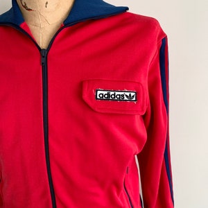 1980s vintage red and blue Adidas track jacket with hood-size M image 6