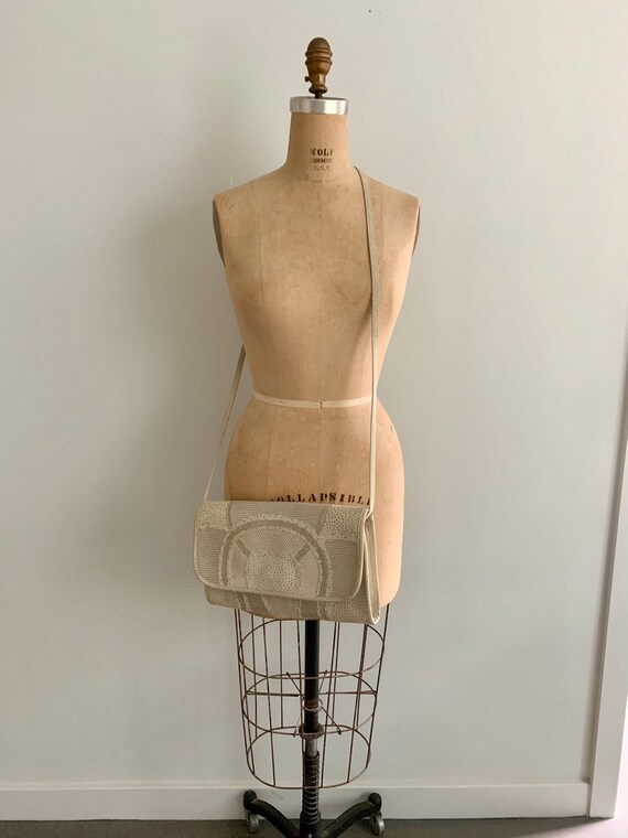 Carlos Falchi pressed leather patchwork envelope … - image 8