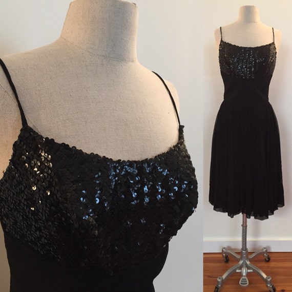 Minx Modes sequin bust dress with chiffon full ski