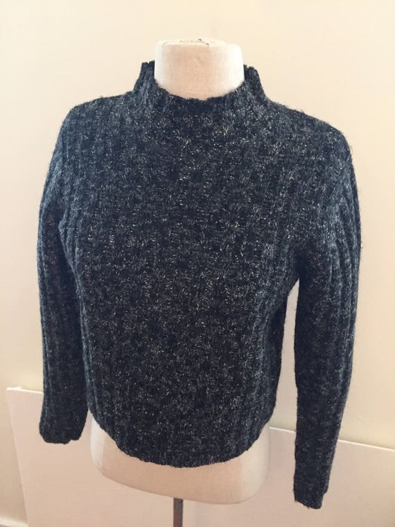 Nipon Studio mock turtle crop wide rib sweater ch… - image 1