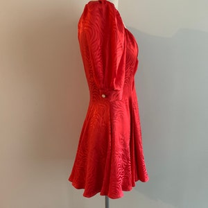 Oscar de la Renta red silk sweetheart neckline mini dress-size XXS/XS 画像 4