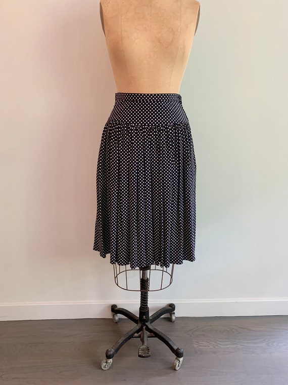 Valentino Miss V silk pleated polka dot skirt - image 2