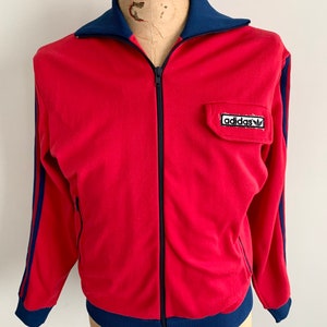 1980s vintage red and blue Adidas track jacket with hood-size M image 5