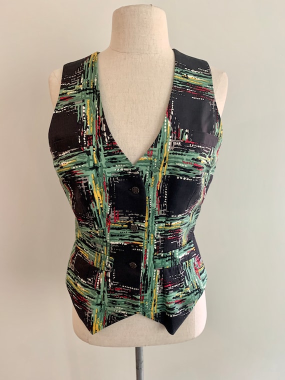 Todd Oldham vintage 90s plaid print vest-size S View 3