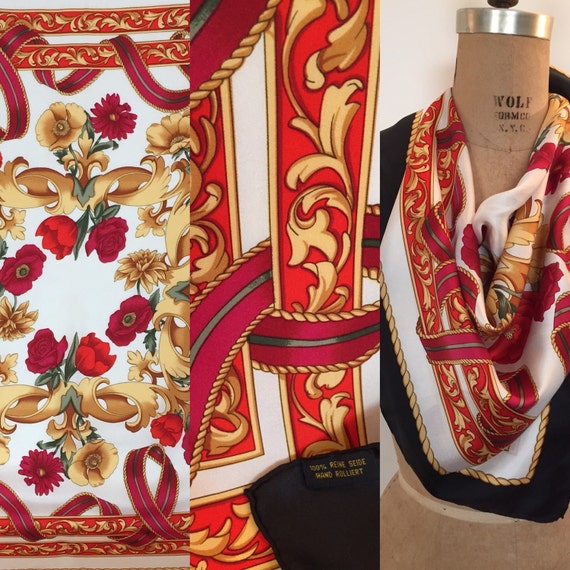 Beautiful floral silk scarf made in Germany - image 1