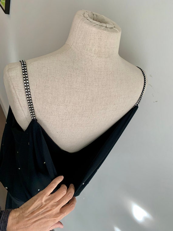 1980s flapper inspired black poly rhinestone cock… - image 7