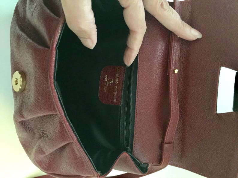 Vintage Valentino Garavani crossbody red leather bag with oxblood snake flap image 7