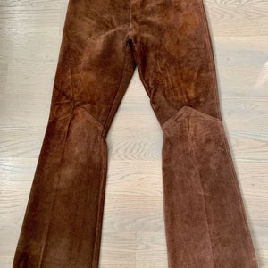 Vintage 1970s brown suede hip hugger flares-size 7 image 9