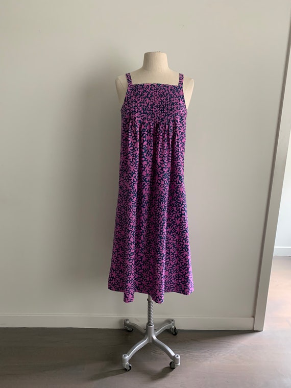 Marimekko fuschia and navy floral sundress 1965-Si