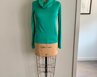 Clovis Ruffin Ruffinwear teal cowl neck acrylic sweater-size M-10