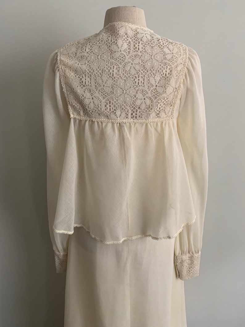 Romantic Cream 1970s long strappy dress with jacket image 9