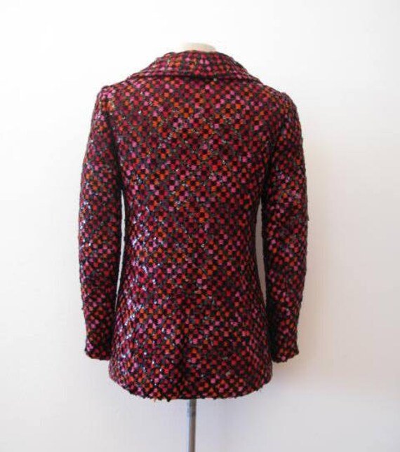 Calderon 80's Black Sequin Lattice Ptrn Check Jac… - image 3