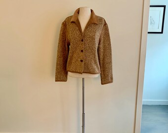 Beenebag by Geoffrey Beene marled brown wool cardigan sweater-size M
