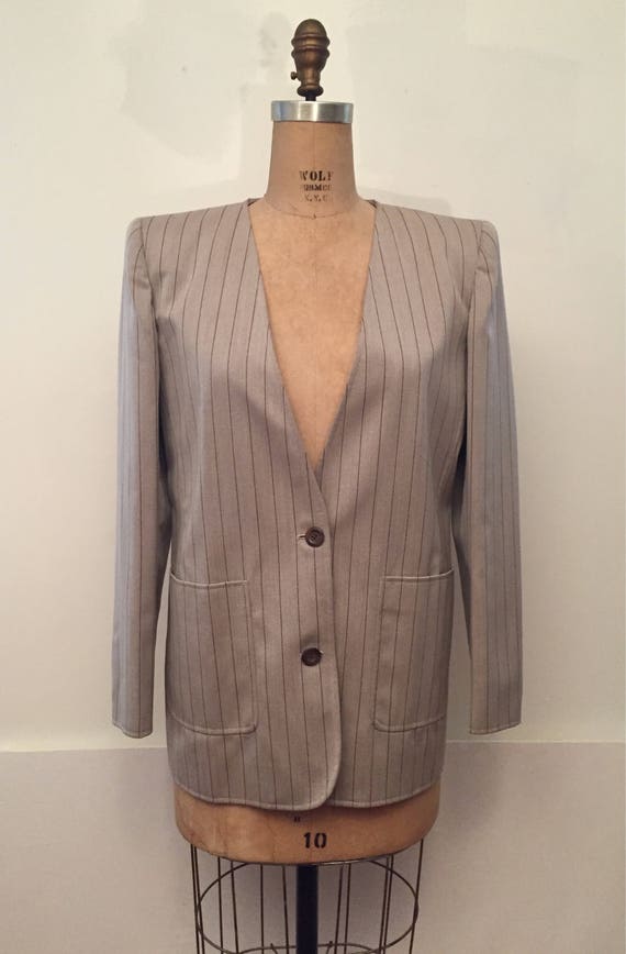 Valentino Boutique pinstripe 80s blazer - image 1
