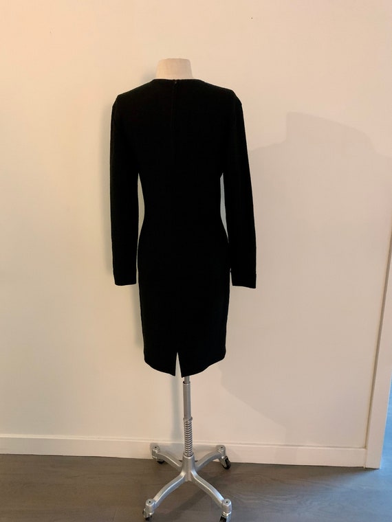 Steve Fabrikant vintage 1980s black wool dress wi… - image 7